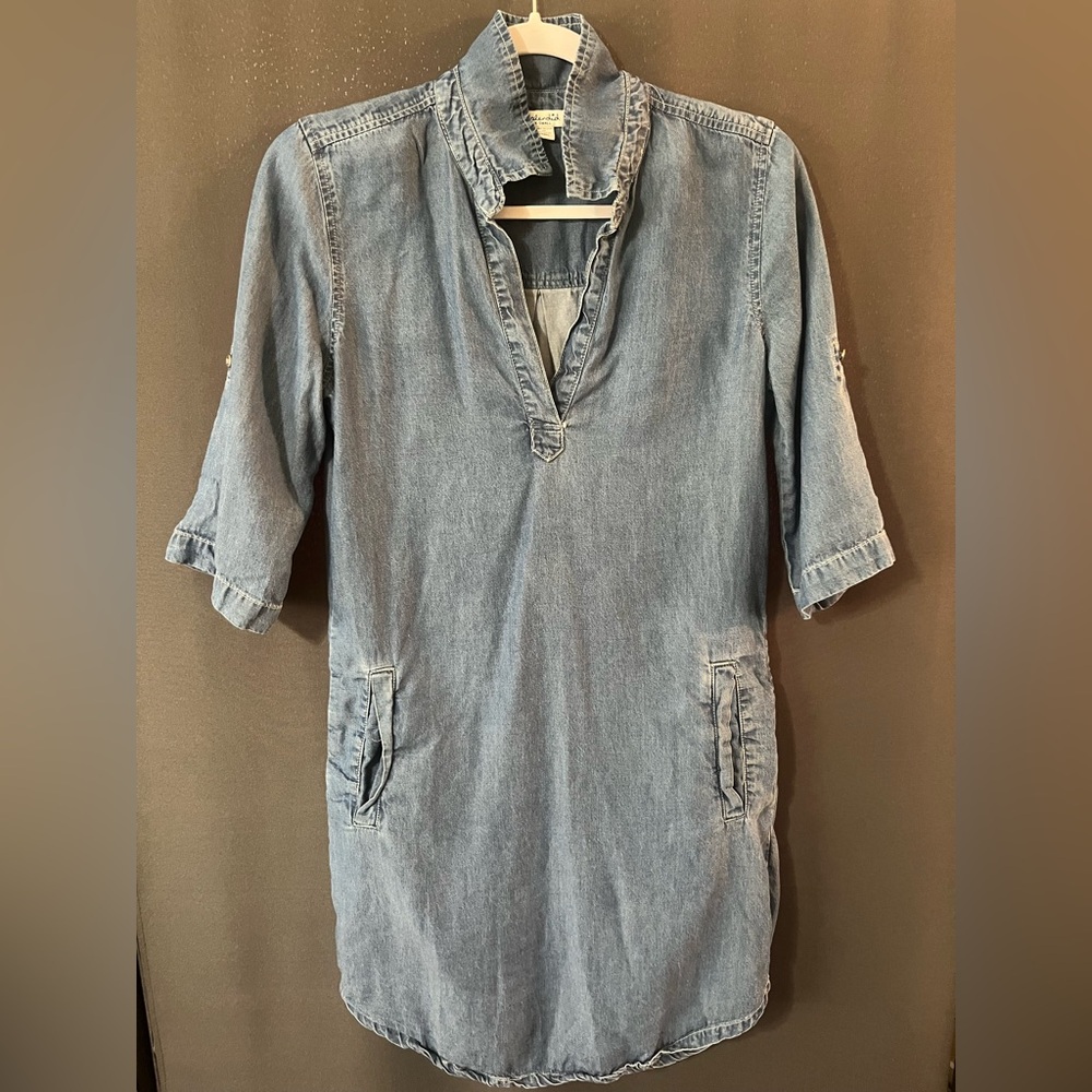 Splendid Light Blue Casual V-neck jean dress with pockets